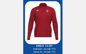 SWEAT 1/2 ZIP KAPPA rouge + logo ASE